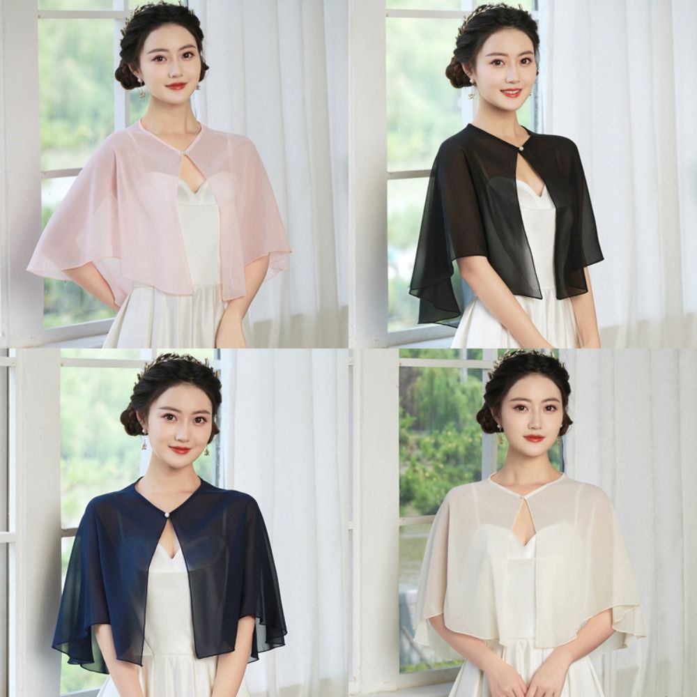 Stole Wedding Shawl - ヴィンテージシアー・シフォンケープレット 軽量デザイン エレガントスタイル ソフトショール イブニングドレス用ラップ ウェディングセレモニー用