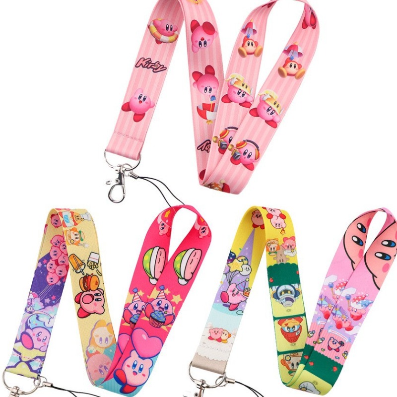 Lanyard Badge Holder - ホットキュートカービーランヤード カラフルプリントネックストラップ スマホIDバッジキーホルダー カワイイアニメカービー スマホランヤードホルダー ギフト
