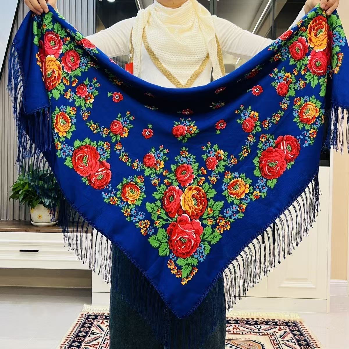 120×120cm 高級花柄 ロシア民族風 スクエアスカーフ - Bandana Cotton のレビューと価格