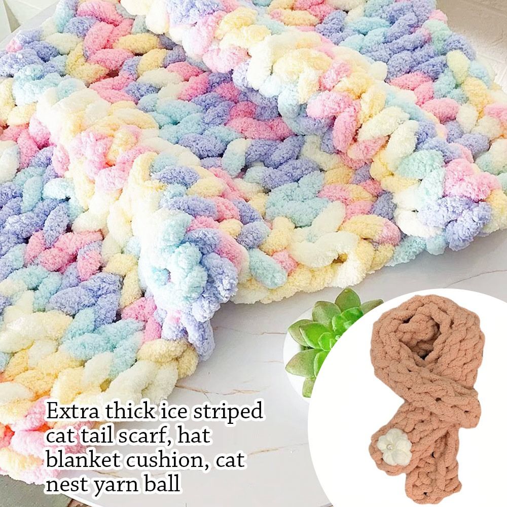 ニットとかぎ針編み用の色とりどりのシェニール、厚くて柔らかい - Woven Scarf Blanket のレビューと価格