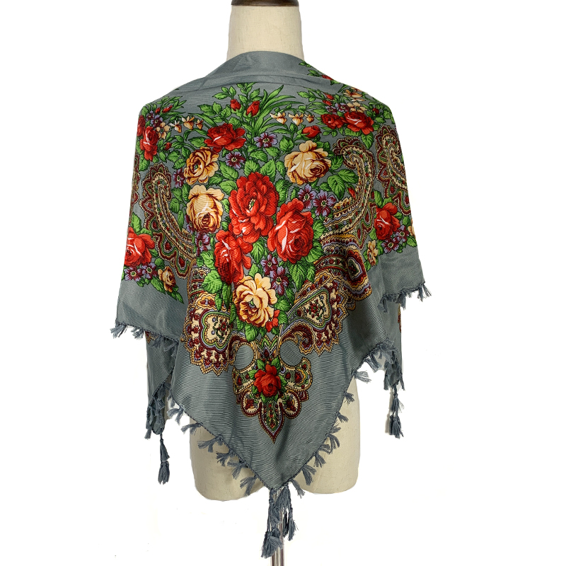 女性のロシアの花の正方形のスカーフ、女性のバンダナショール、 - Bandana Cotton のレビューと価格