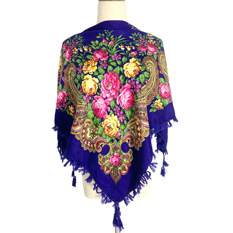 女性のロシアの花の正方形のスカーフ、女性のバンダナショール、 - Bandana Cotton のレビューと価格