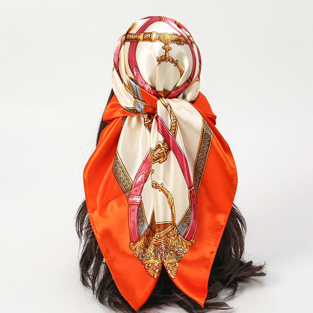 ファッションスカーフ 90*90cm 女性用プリント ヘアネ - Scarf Silk Square のレビューと価格